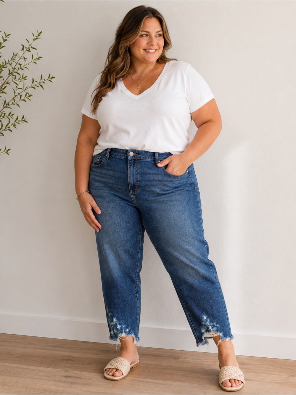 Lane Bryant Jeans Womens S20 High Rise Girlfriend Straight Flex Magic Waist